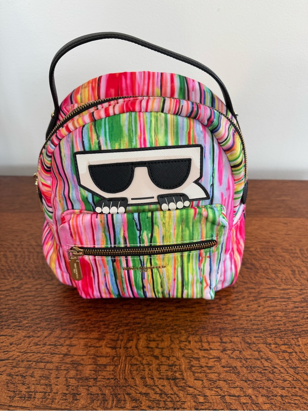 NWOT Karl Lagerfeld Paris Amour Rainbow Stripe Mini Backpack